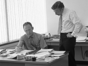 gordon_moore_with_robert_noyce_at_intel_in_1970